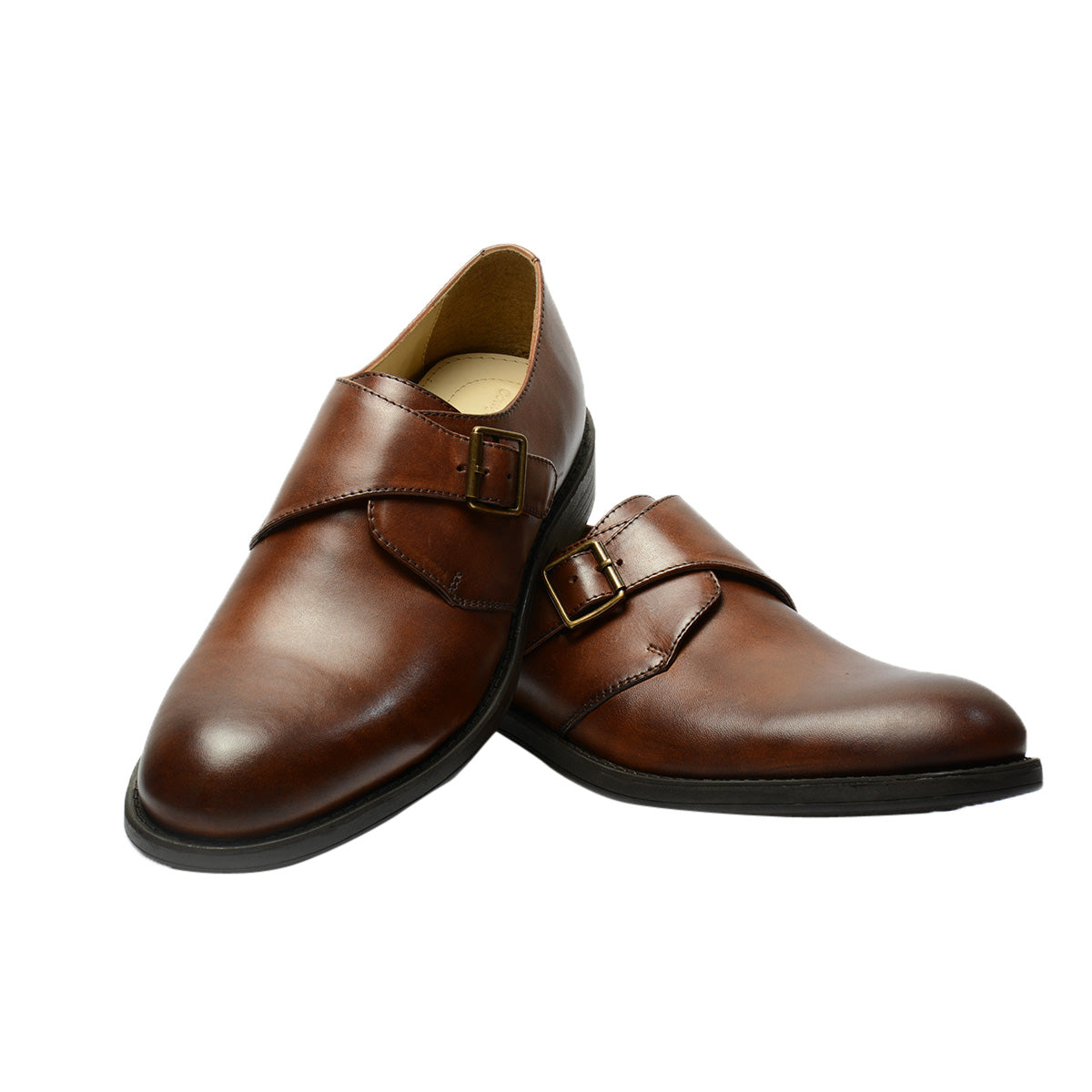 Men Tan Leather Formal Monks ǀ Lucca 4303(a)