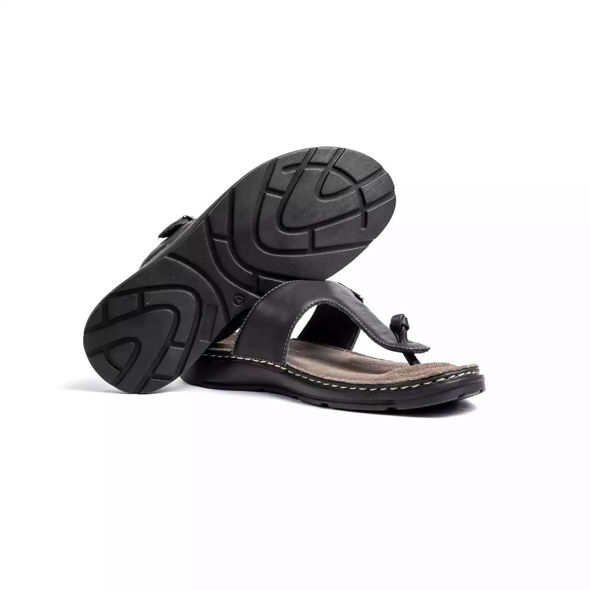 Men Brown Leather T Strap Sandals ǀ BORA 6415 a