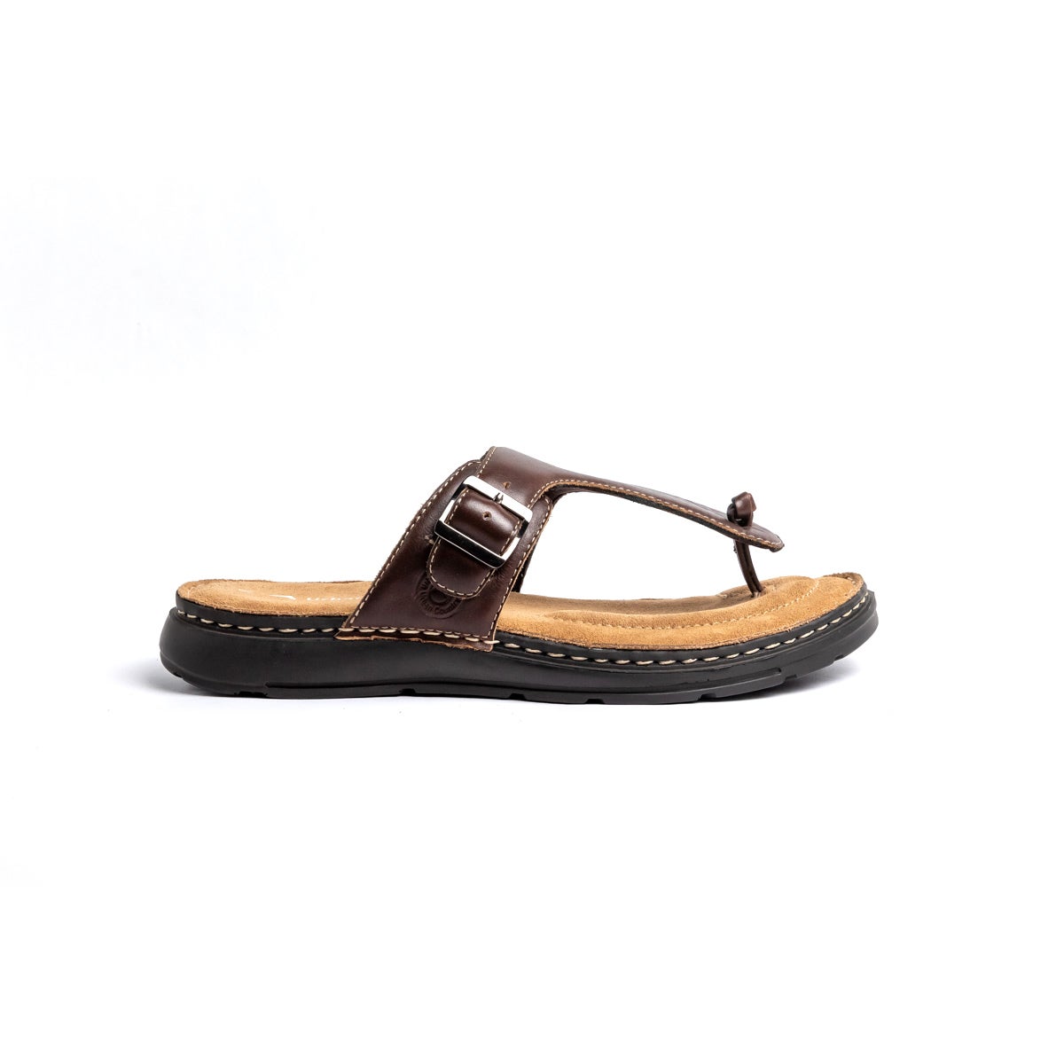 Men Brown Leather T Strap Sandals ǀ BORA 6415 a