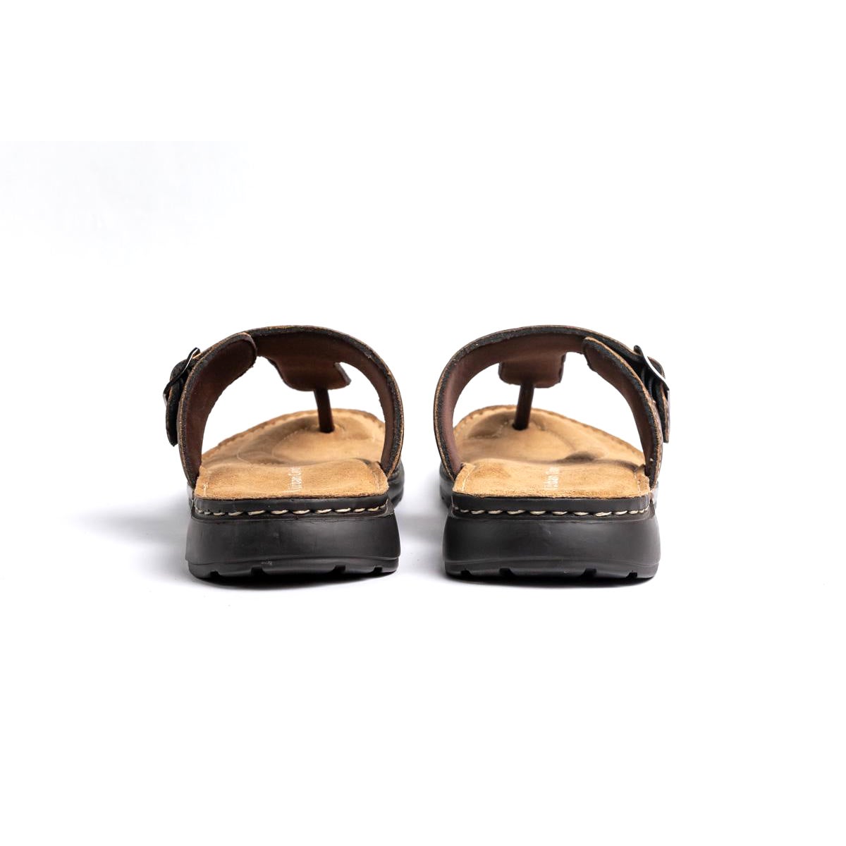 Men Brown Leather T Strap Sandals ǀ BORA 6415 a