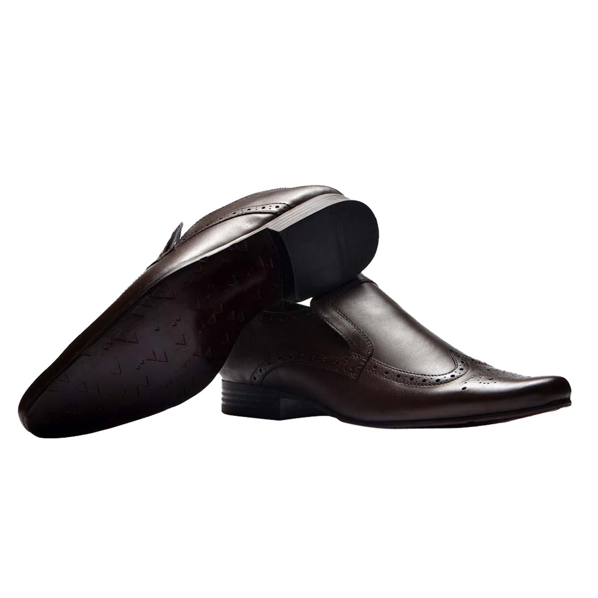 Men  Leather Formal Brogue Slip Ons ǀ HAWK 5080