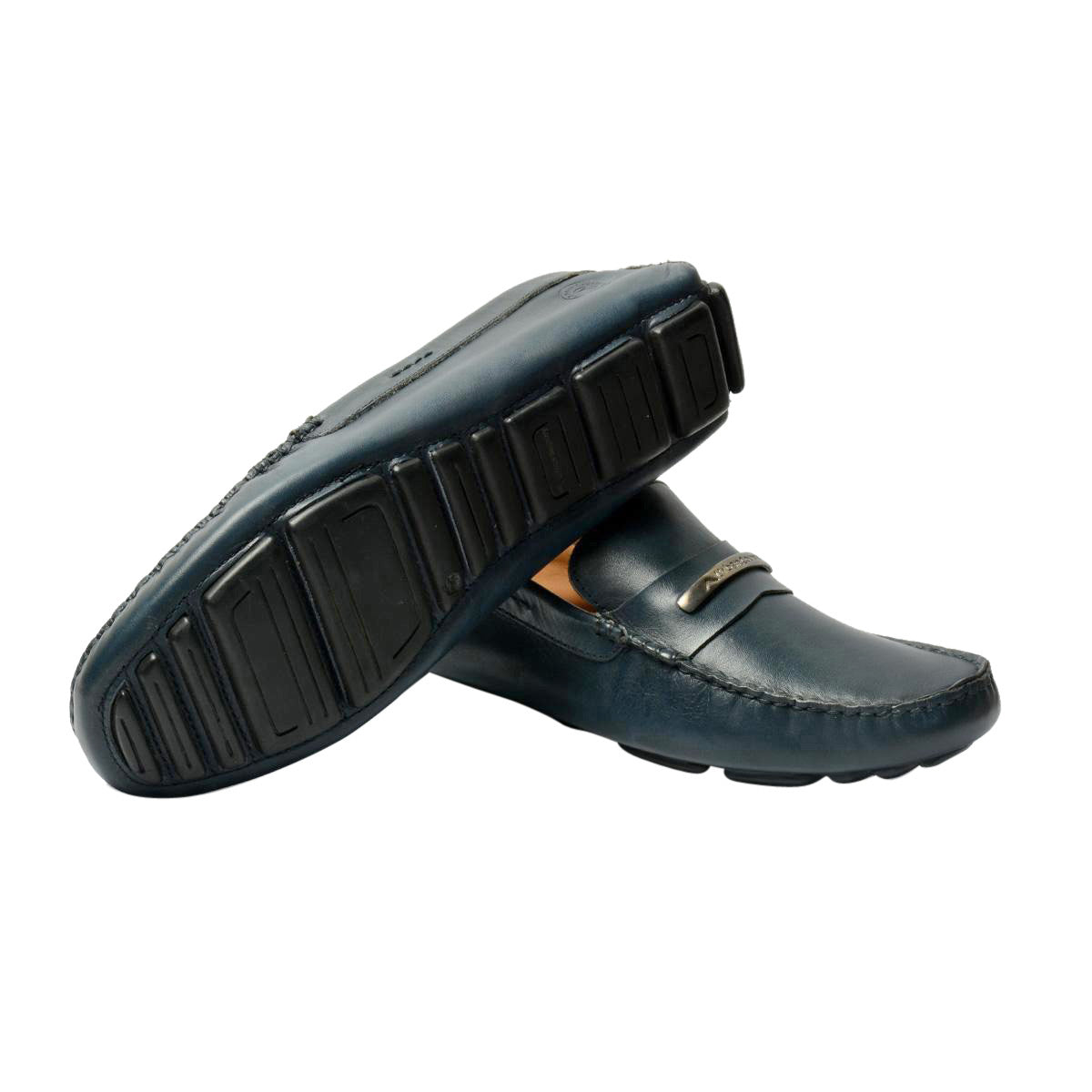 Men Leather Driving Shoes ǀ NAVY 5036