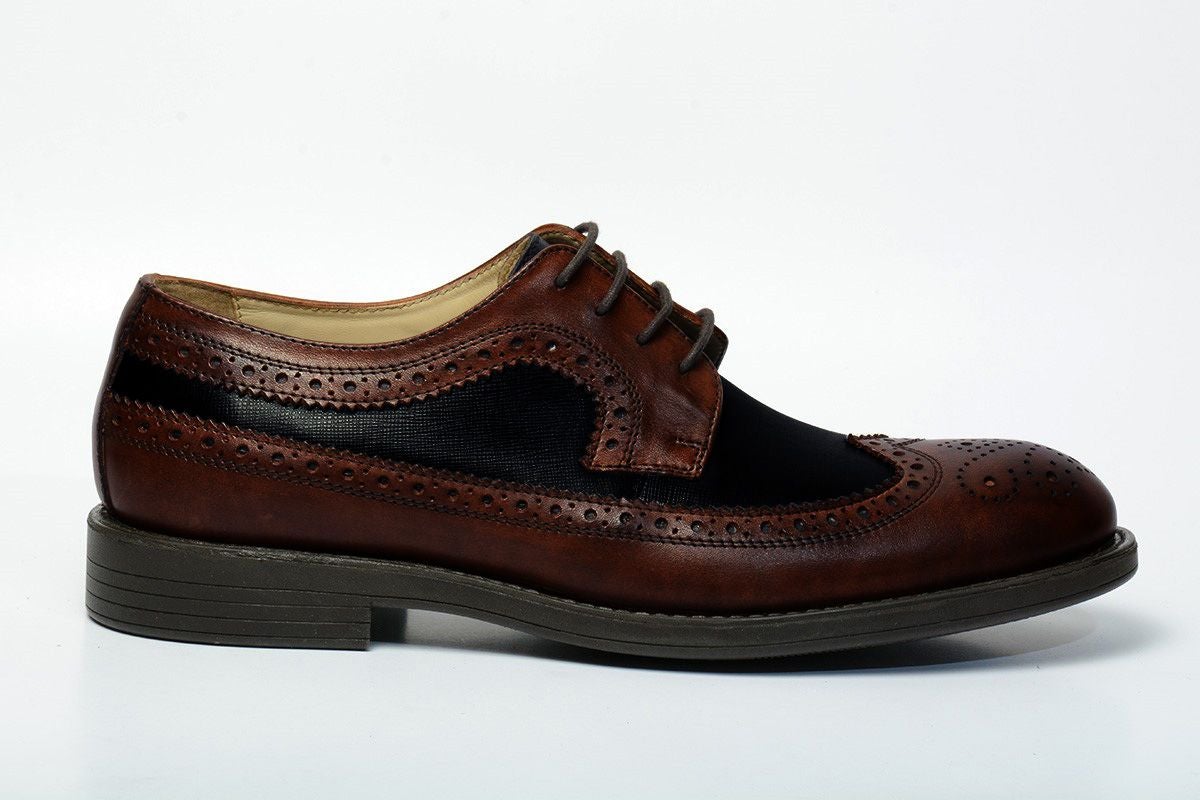 Men Tan Brown Leather Brogues ǀ Lucca 5967