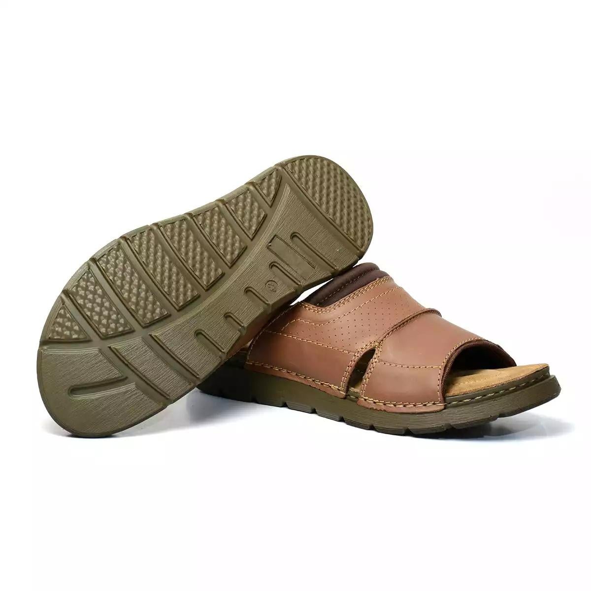 Mens Leather Slide H Cut Embossed Leather - Leather Sandals | Pagonis Greek  Sandals