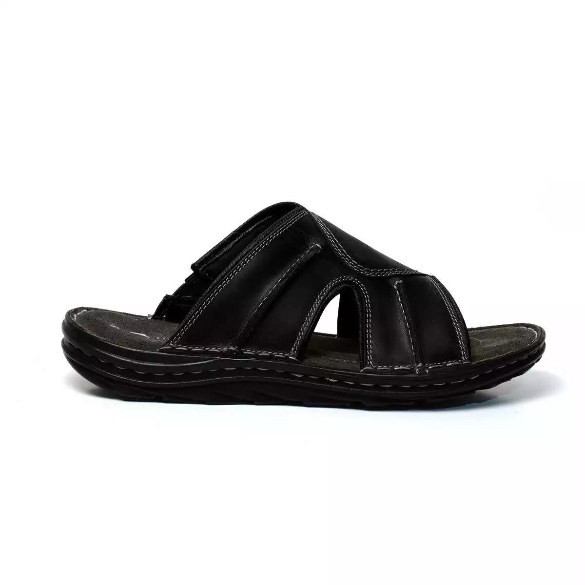 Mens black leather online slides