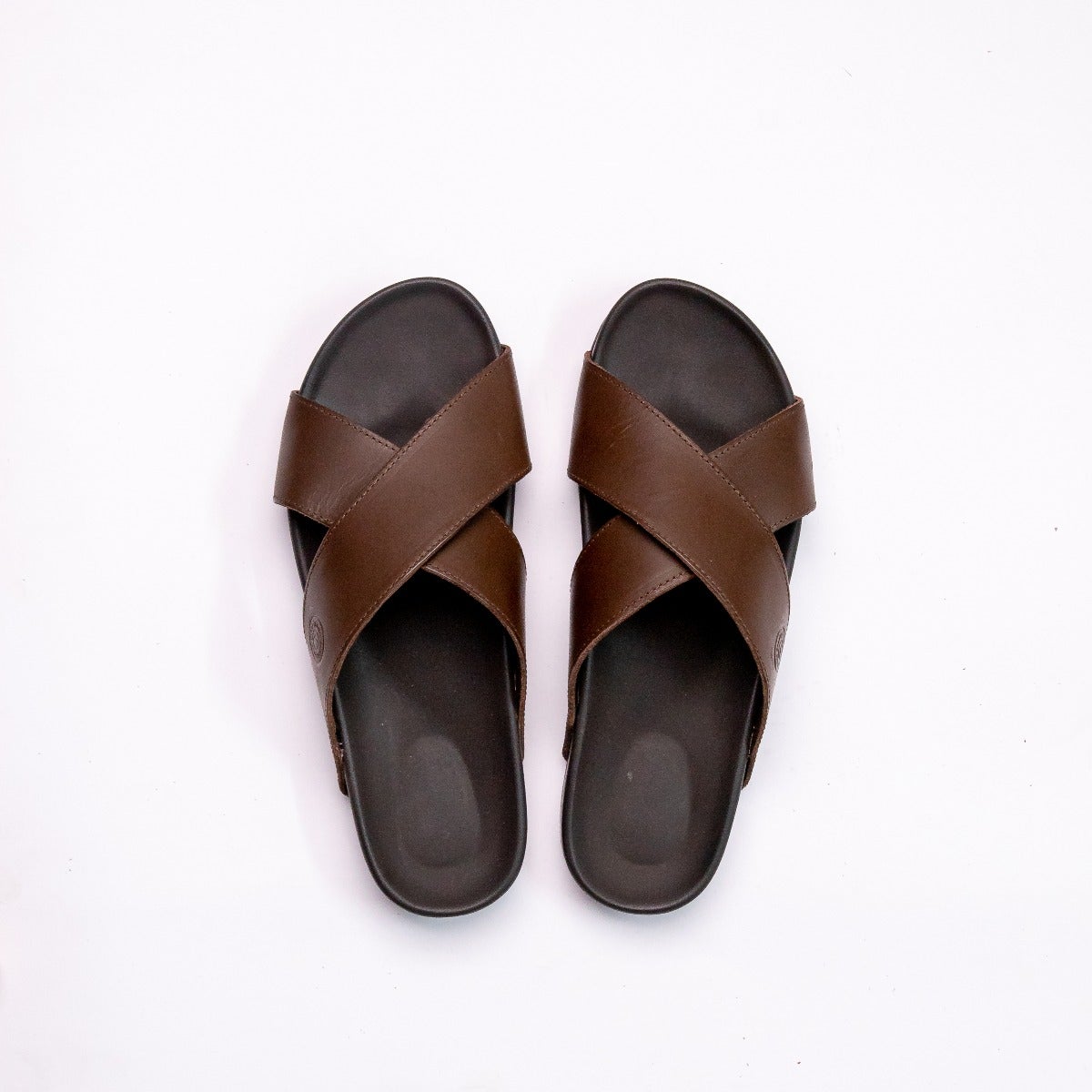 Buy Brown Plain Criss Cross Straps Leather Sandals For Men by Morf Online  at Aza Fashions.